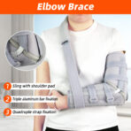 Elbow Brace with L-Shaped Aluminum Stabilizers,Men Women Adjustable Elbow Support with Arm Sling,Wrap Cubital Splint for Broken Fractures Sprains Post Surgery Recovery(JD101E) - Image 2