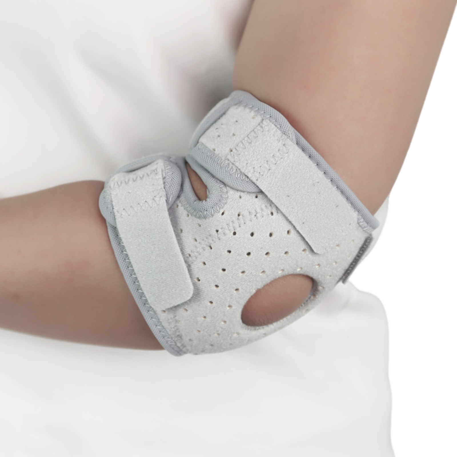 7 Adjustable Elbow Brace with Silicone Shock Absorption, Elbow Support Compression Strap for Tennis,Hook-and-loop Closure(JD050E) - Image 1