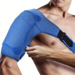 Shoulder Brace for Women Men Shoulder Pain Bandage Neoprene Blue Left Right Adjustable Compression for Arthritic Tendinitis Bursitis(JD007S)